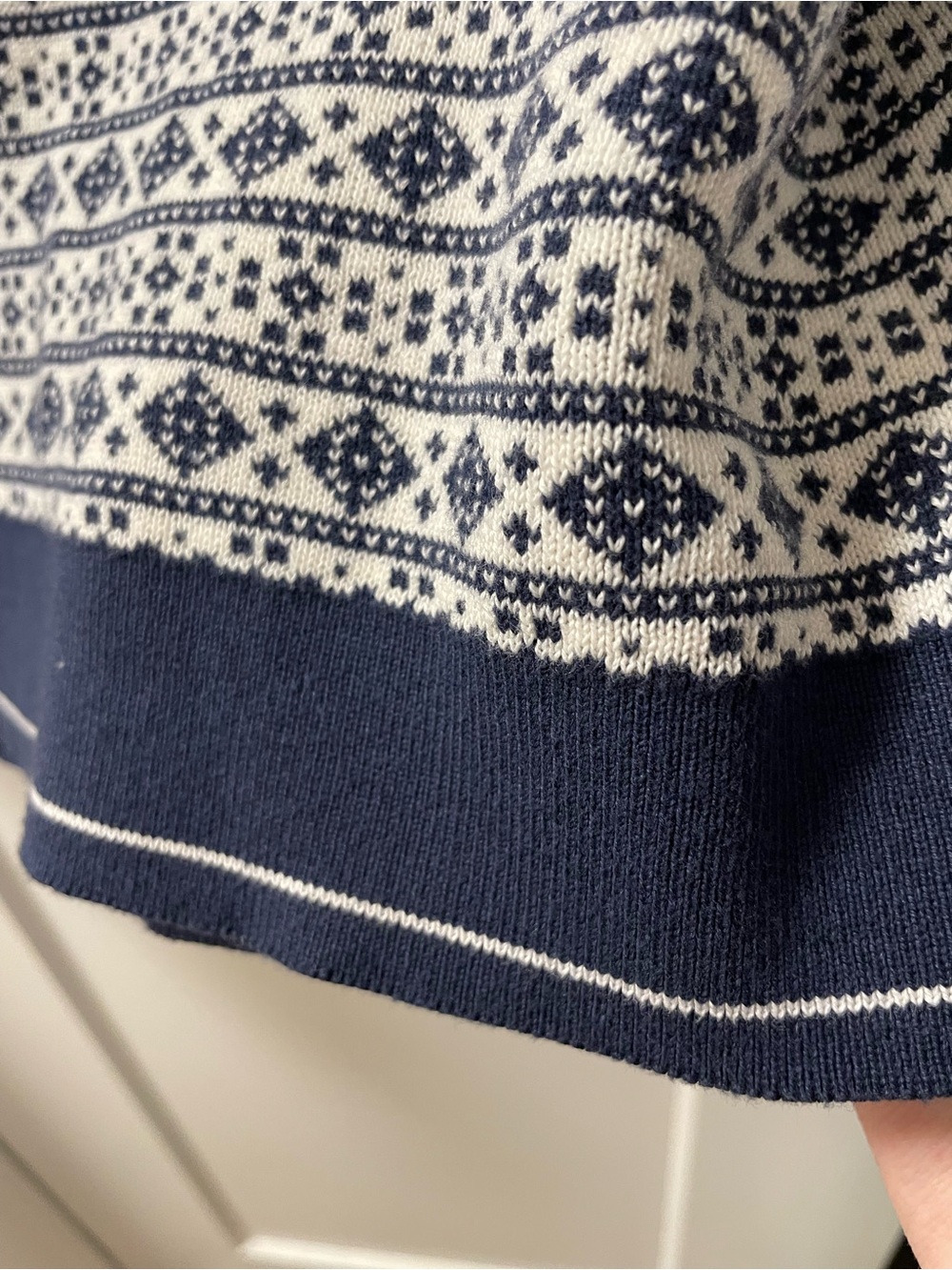 Navy Patterned Fair Isle Cardigan Jacket - Picture 6 of 11
